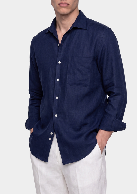 Amalfi Coastal Shirt - Navy Blue | Portovelli