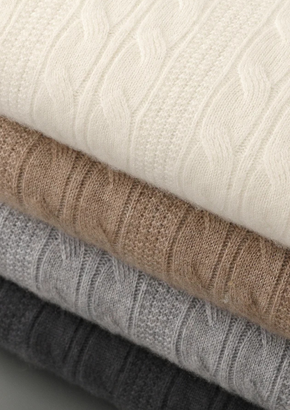 Pure Extra-Fine Merino Wool Cable Crewneck | Portovelli