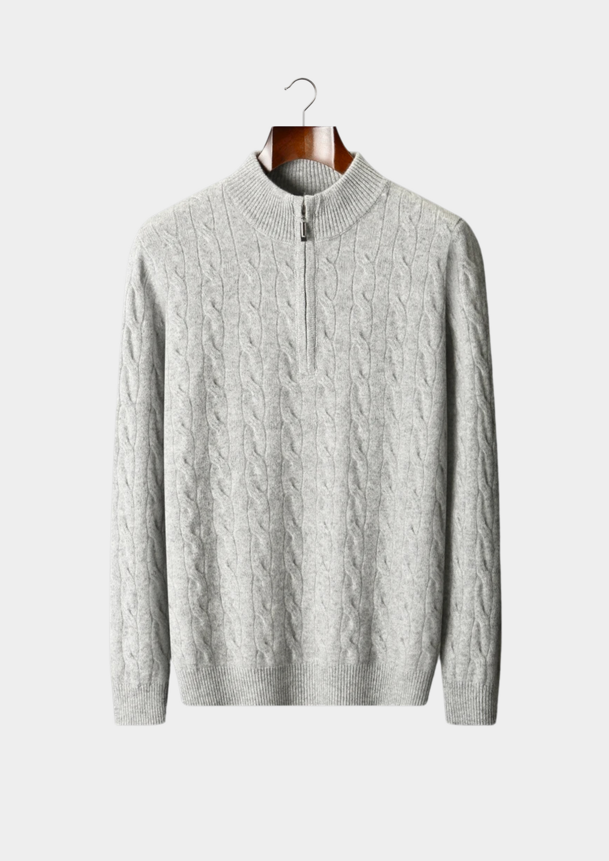 Pure Extra-Fine Merino Wool Cable Half Zip | Portovelli