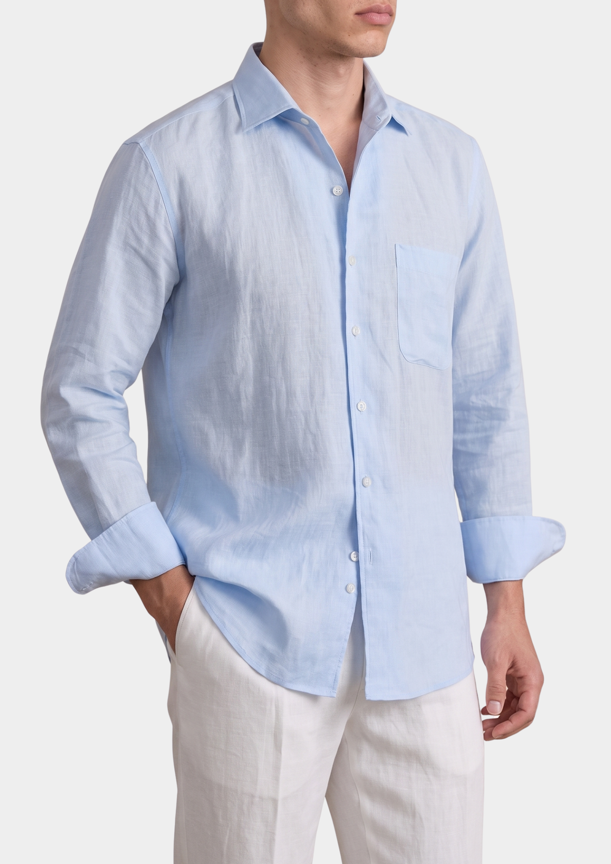 Amalfi Coastal Shirt - Light Blue | Portovelli