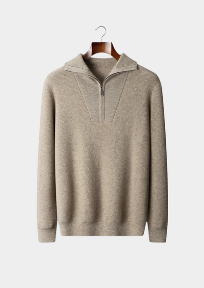 Premium Cashmere Ribbed Half-Zip Sweater | Portovelli