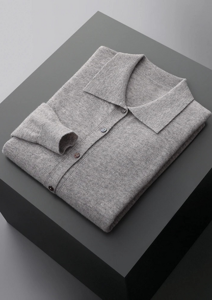 Pure Extra-Fine Merino Wool Polo Cardigan | Portovelli