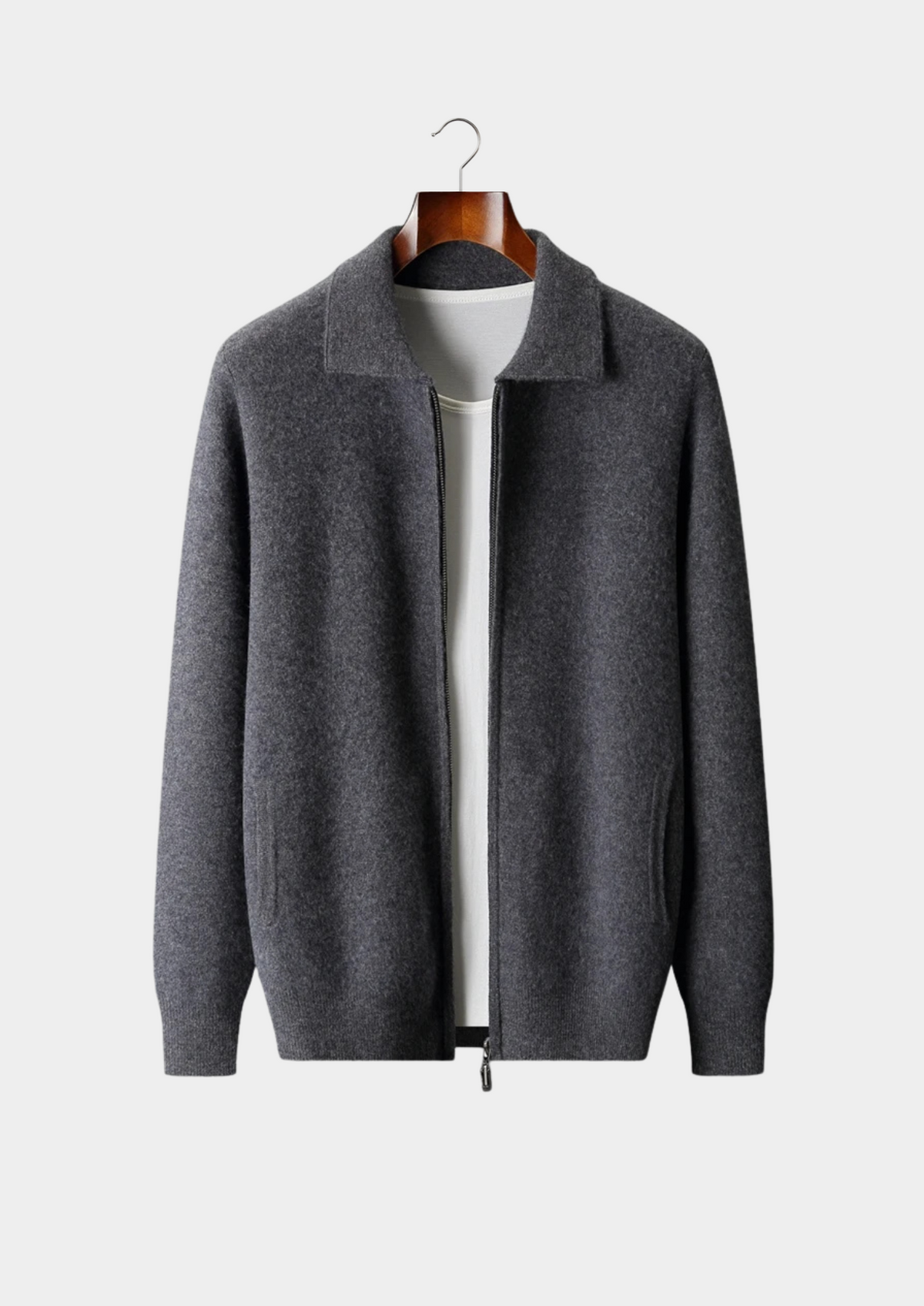 Premium Cashmere Zip Polo Cardigan | Portovelli