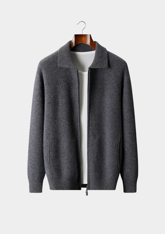 Premium Cashmere Zip Polo Cardigan | Portovelli