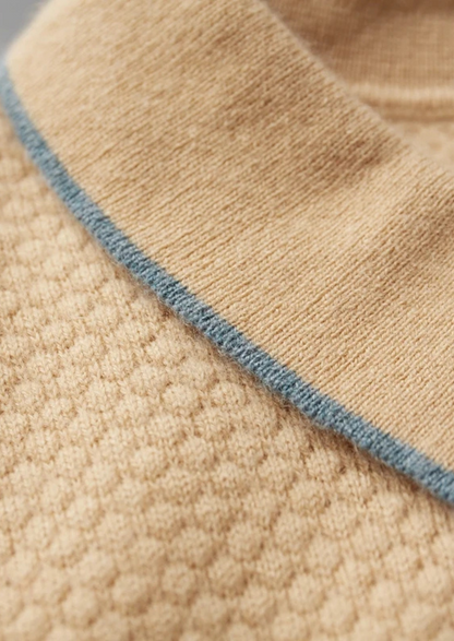 Premium Cashmere Mustard Two-Tone Polo | Portovelli