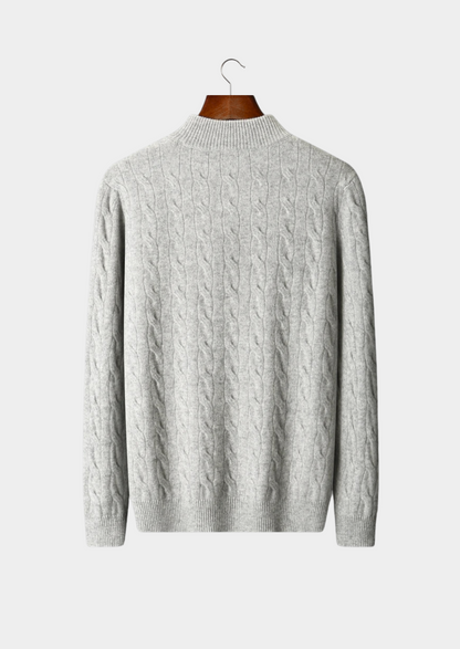 Pure Extra-Fine Merino Wool Cable Half Zip | Portovelli