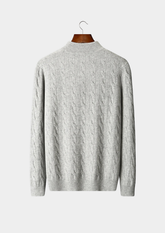 Pure Extra-Fine Merino Wool Cable Half Zip | Portovelli