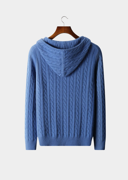 Premium Cashmere Cable Knit Zipper Hoodie | Portovelli