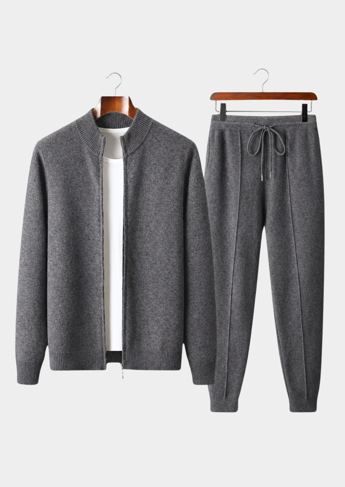 Pure Extra-Fine Merino Wool Dark Gray Luzzo Set | Portovelli