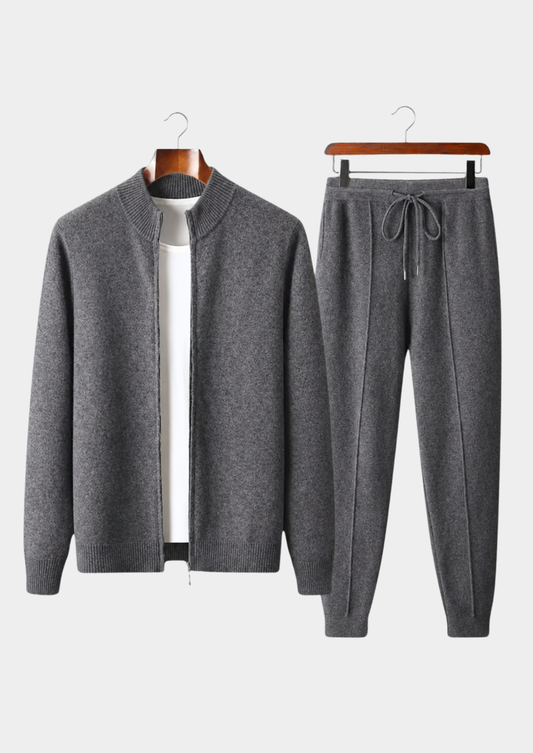 Pure Extra-Fine Merino Wool Dark Gray Luzzo Set | Portovelli