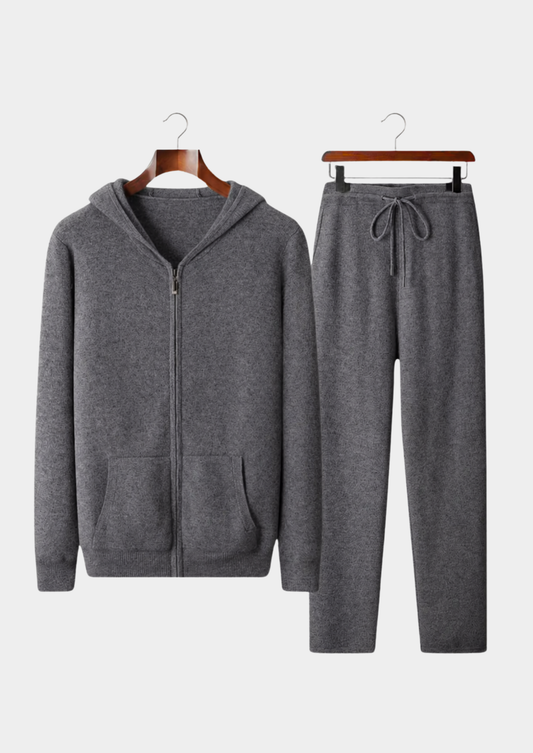 Pure Extra-Fine Merino Wool Dark Gray Arvo Set | Portovelli