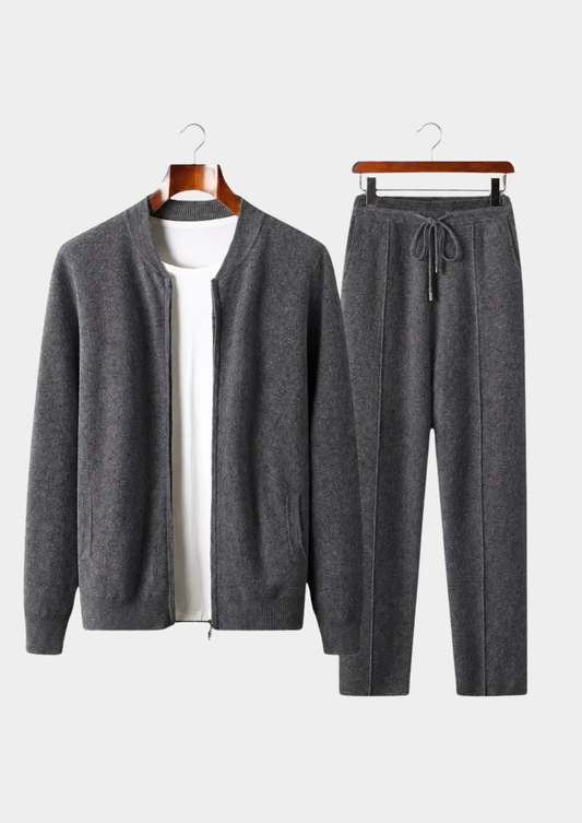 Pure Extra-Fine Merino Wool Dark Gray Falconi Set | Portovelli