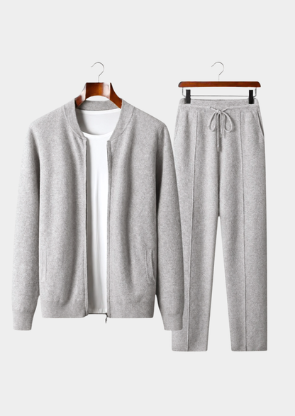 Pure Extra-Fine Merino Wool Light Gray Falconi Set | Portovelli