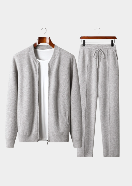 Pure Extra-Fine Merino Wool Light Gray Falconi Set | Portovelli