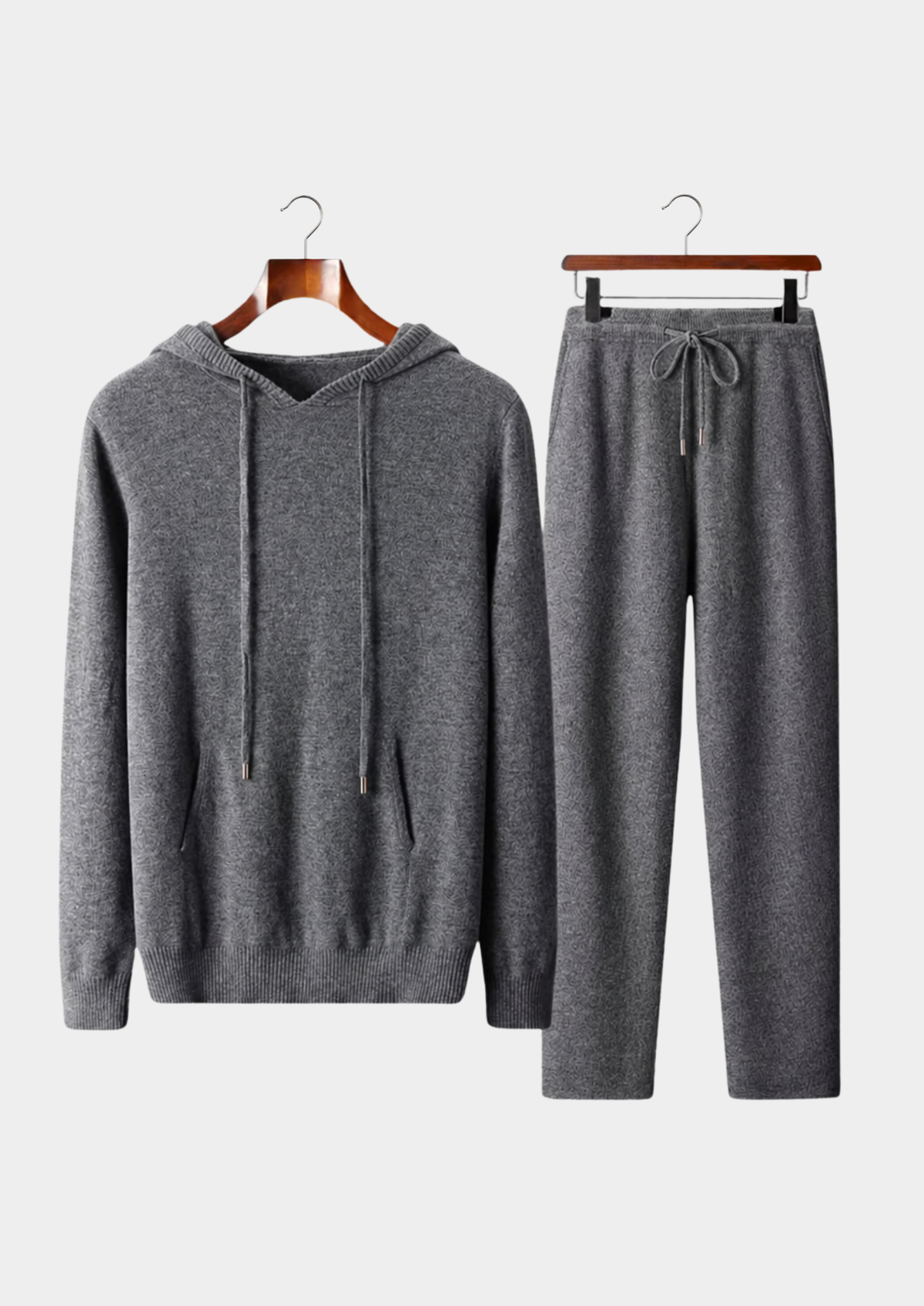 Pure Extra-Fine Merino Wool Dark Gray Savro Set | Portovelli