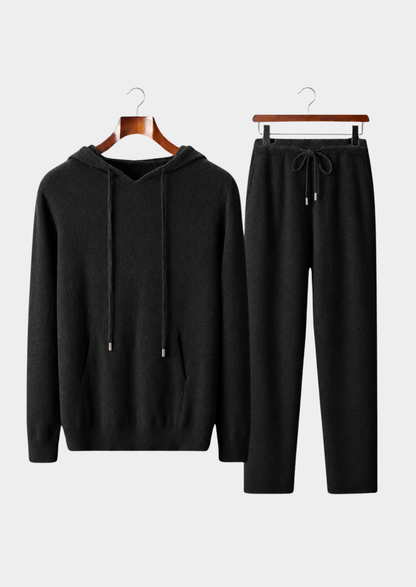 Pure Extra-Fine Merino Wool Black Savro Set | Portovelli