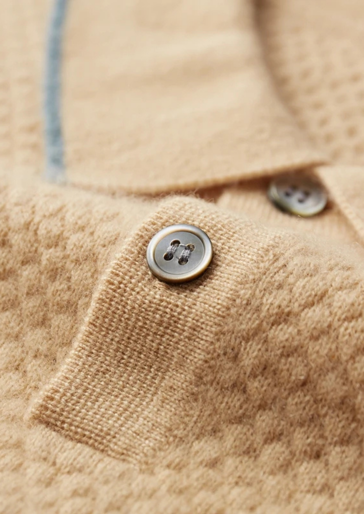 Premium Cashmere Mustard Two-Tone Polo | Portovelli