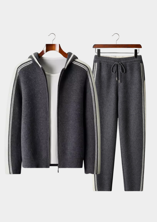 Pure Extra-Fine Merino Wool Dark Gray Damien Set | Portovelli
