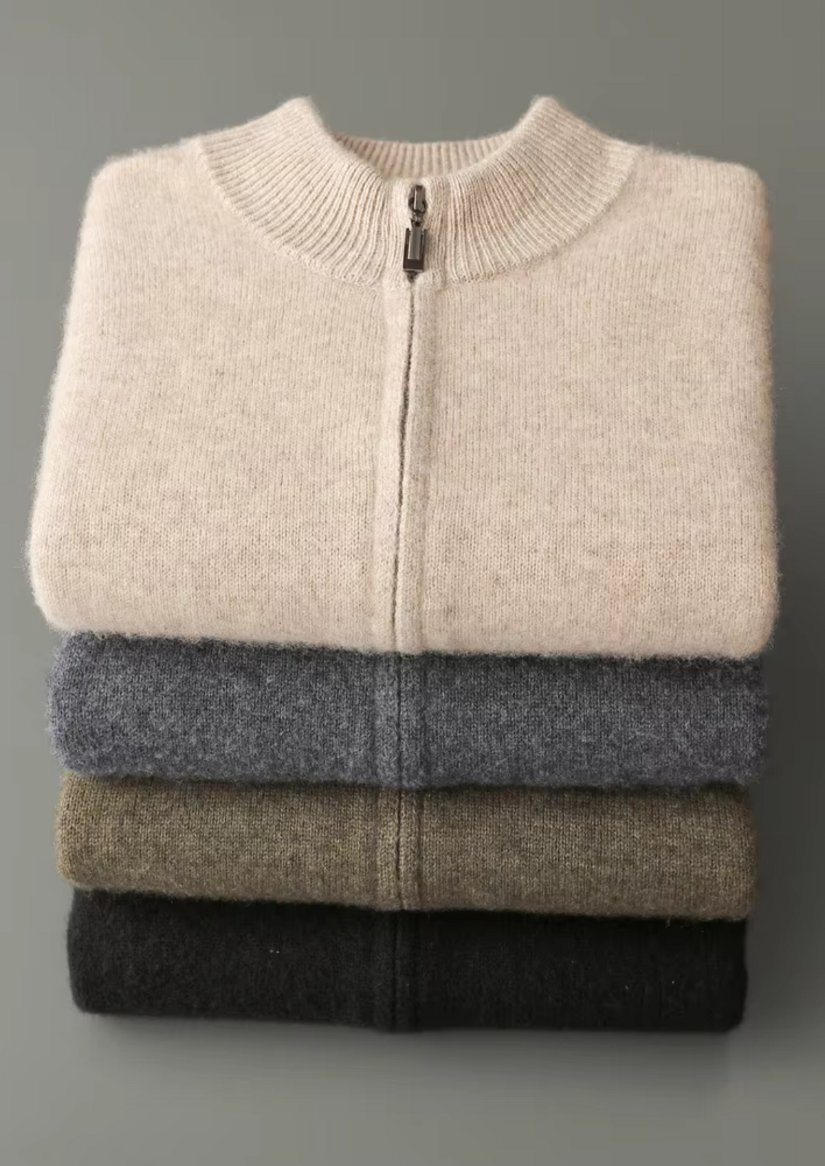 Pure Extra-Fine Merino Wool Zipper Cardigan | Portovelli