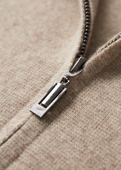 Pure Extra-Fine Merino Wool Zip Polo Cardigan | Portovelli