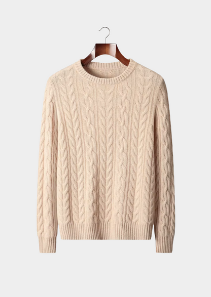 Pure Extra-Fine Merino Wool Cable Knit Crewneck | Portovelli