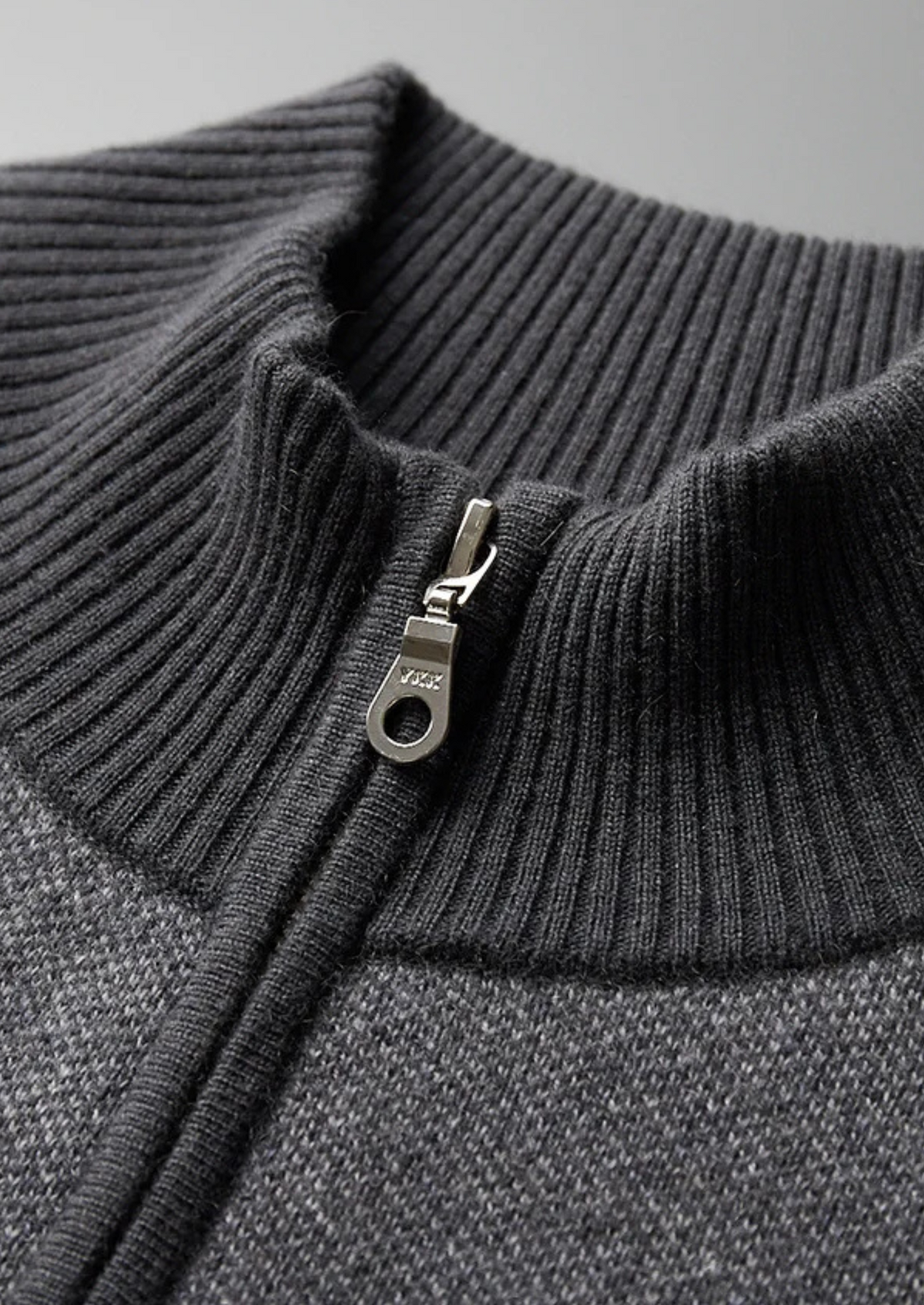 Premium Cashmere Jacquard Zip Cardigan | Portovelli