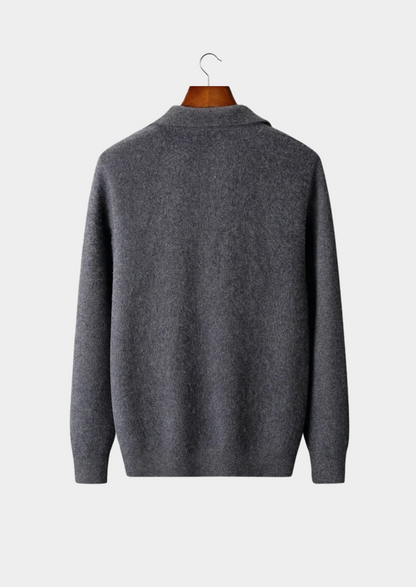 Premium Cashmere Zip Polo Cardigan | Portovelli