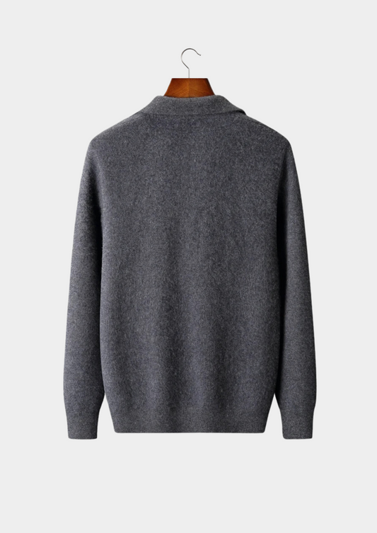 Premium Cashmere Zip Polo Cardigan | Portovelli