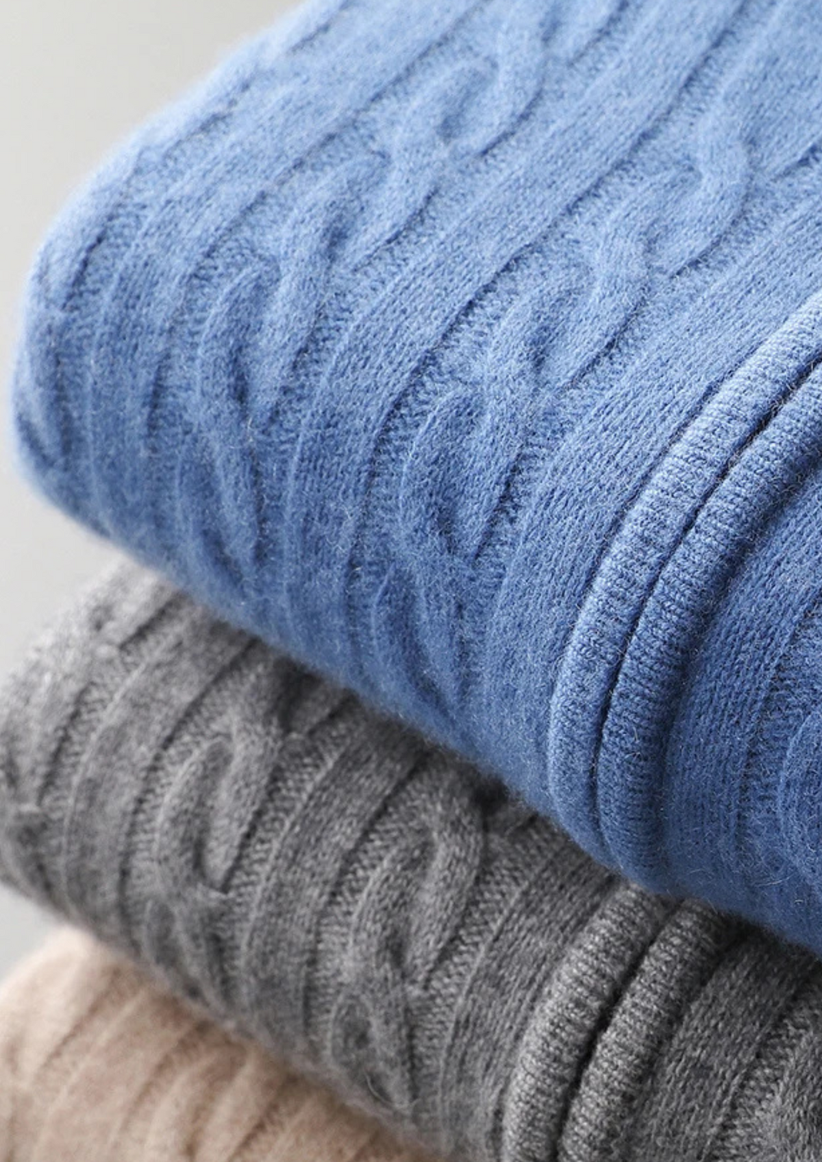 Premium Cashmere Cable Knit Zipper Hoodie | Portovelli