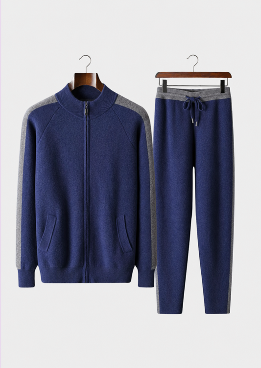 Premium Cashmere Navy Blue Torino Leisure Set | Portovelli