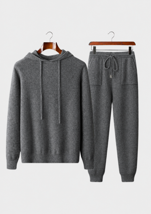 Premium Cashmere Dark Gray Alain Leisure Set | Portovelli