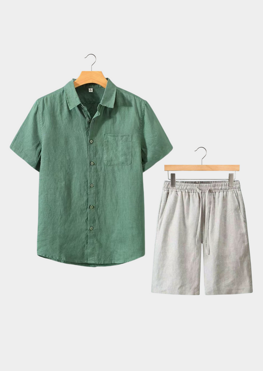 Dolcevita Shortsleeve Summer Set - Green/beige | Portovelli
