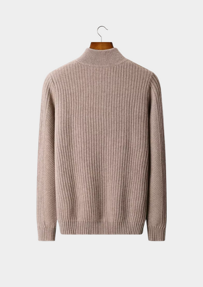 Pure Extra-Fine Merino Wool Ribbed Henley Sweater | Portovelli