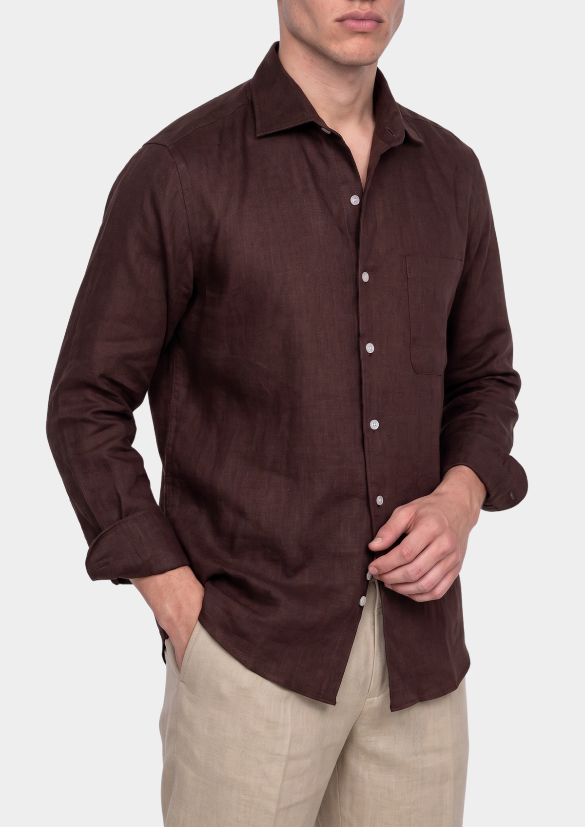 Amalfi Coastal Shirt - Dark Brown | Portovelli