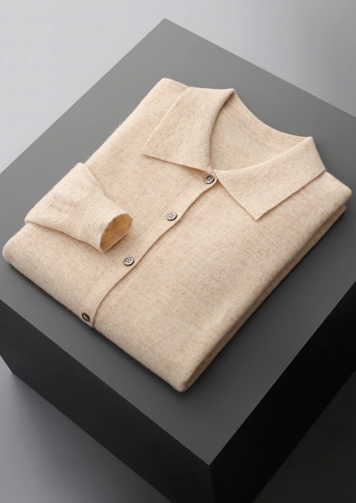 Pure Extra-Fine Merino Wool Polo Cardigan | Portovelli