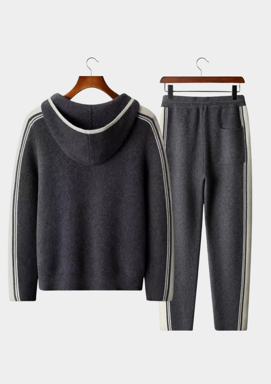 Pure Extra-Fine Merino Wool Dark Gray Damien Set | Portovelli