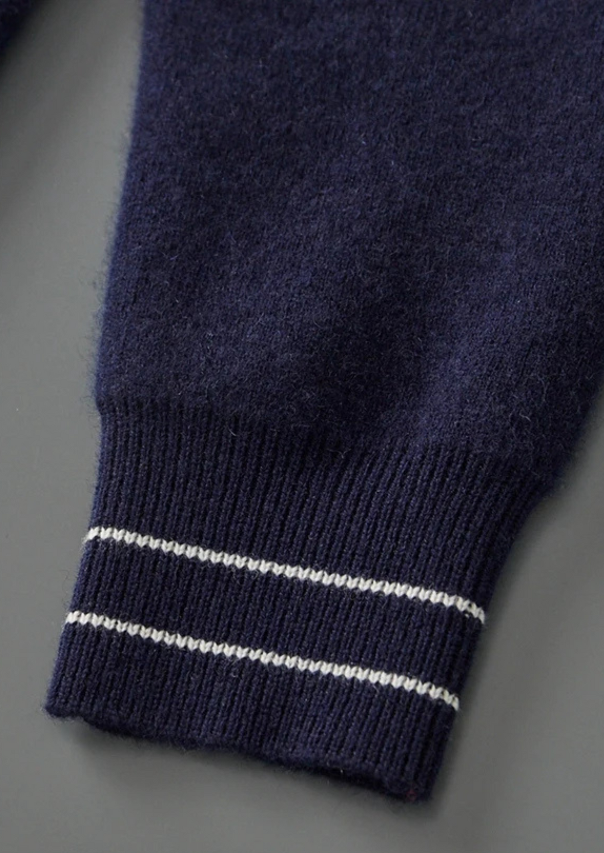 Pure Extra-Fine Merino Wool Two-Tone Polo Cardigan | Portovelli