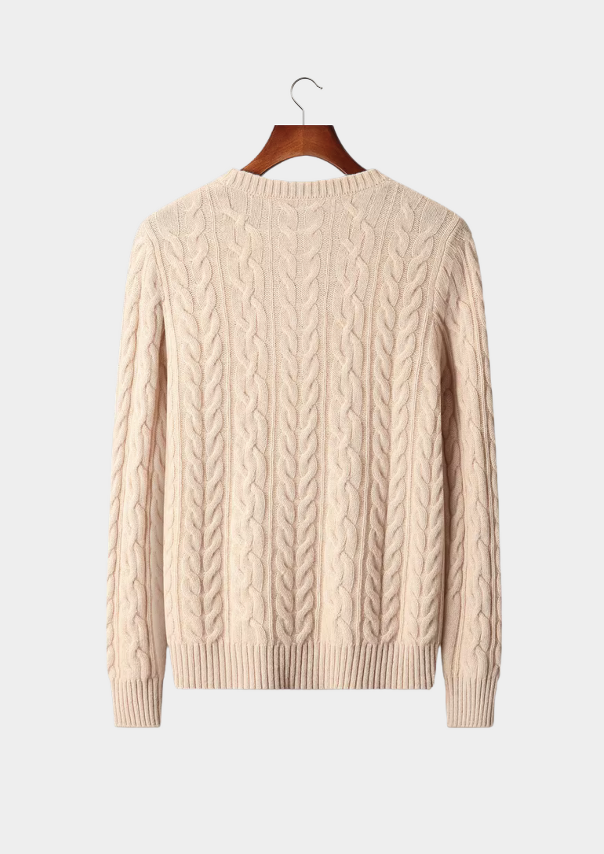 Pure Extra-Fine Merino Wool Cable Knit Crewneck | Portovelli
