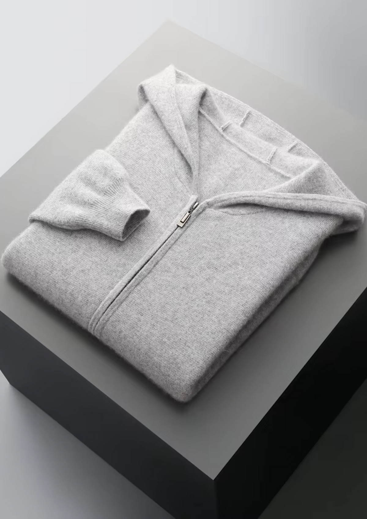Pure Extra-Fine Merino Wool Zipper Hoodie | Portovelli