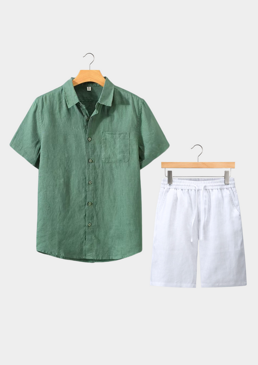 Dolcevita Shortsleeve Summer Set - Green/white | Portovelli