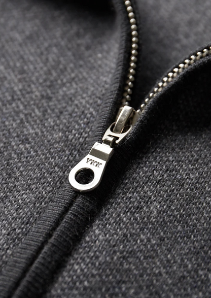 Premium Cashmere Jacquard Zip Cardigan | Portovelli
