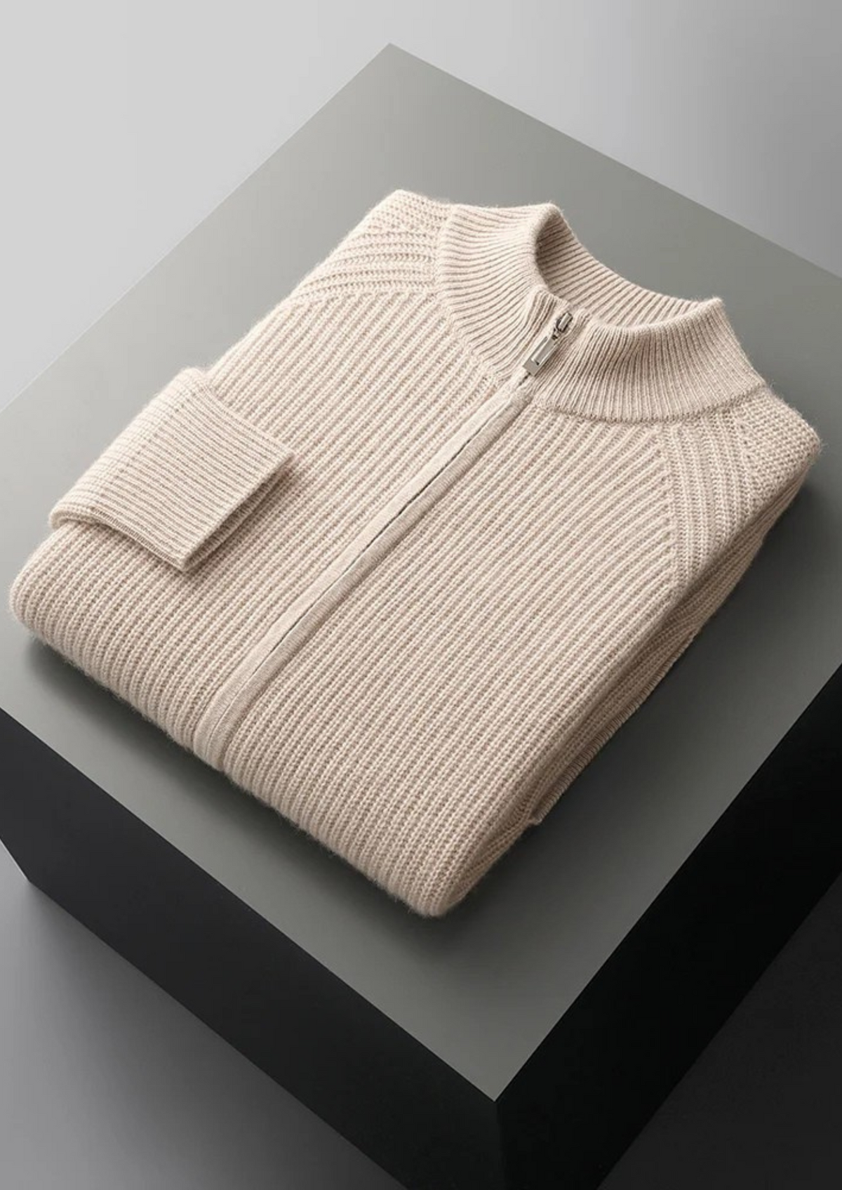 Premium Cashmere Ribbed Cardigan | Portovelli