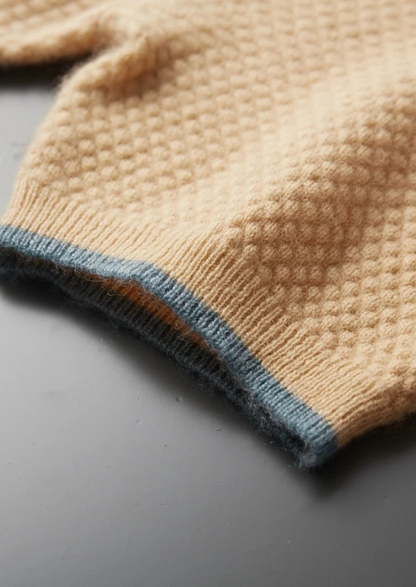 Premium Cashmere Mustard Two-Tone Polo | Portovelli