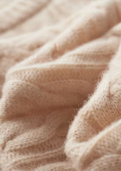 Pure Extra-Fine Merino Wool Cable Knit Crewneck | Portovelli