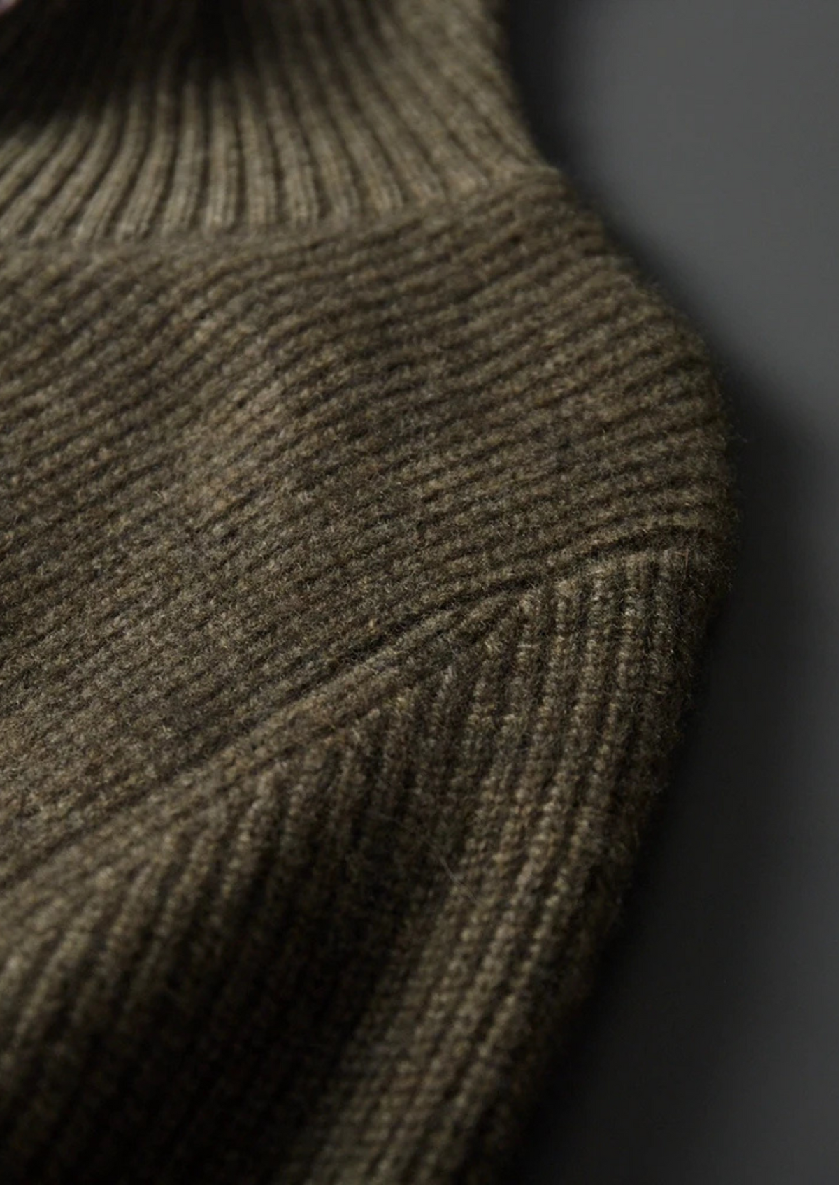 Premium Cashmere Ribbed High Collar Cardigan | Portovelli
