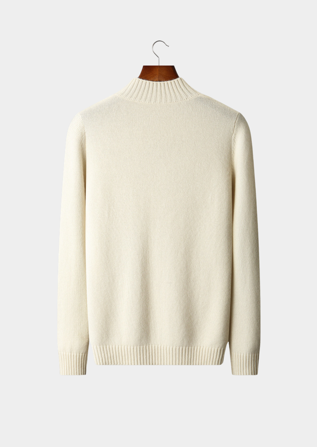 Pure Cashmere Ivory Patterned Mockneck | Portovelli