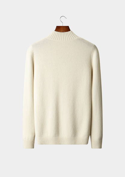 Pure Cashmere Ivory Patterned Mockneck | Portovelli