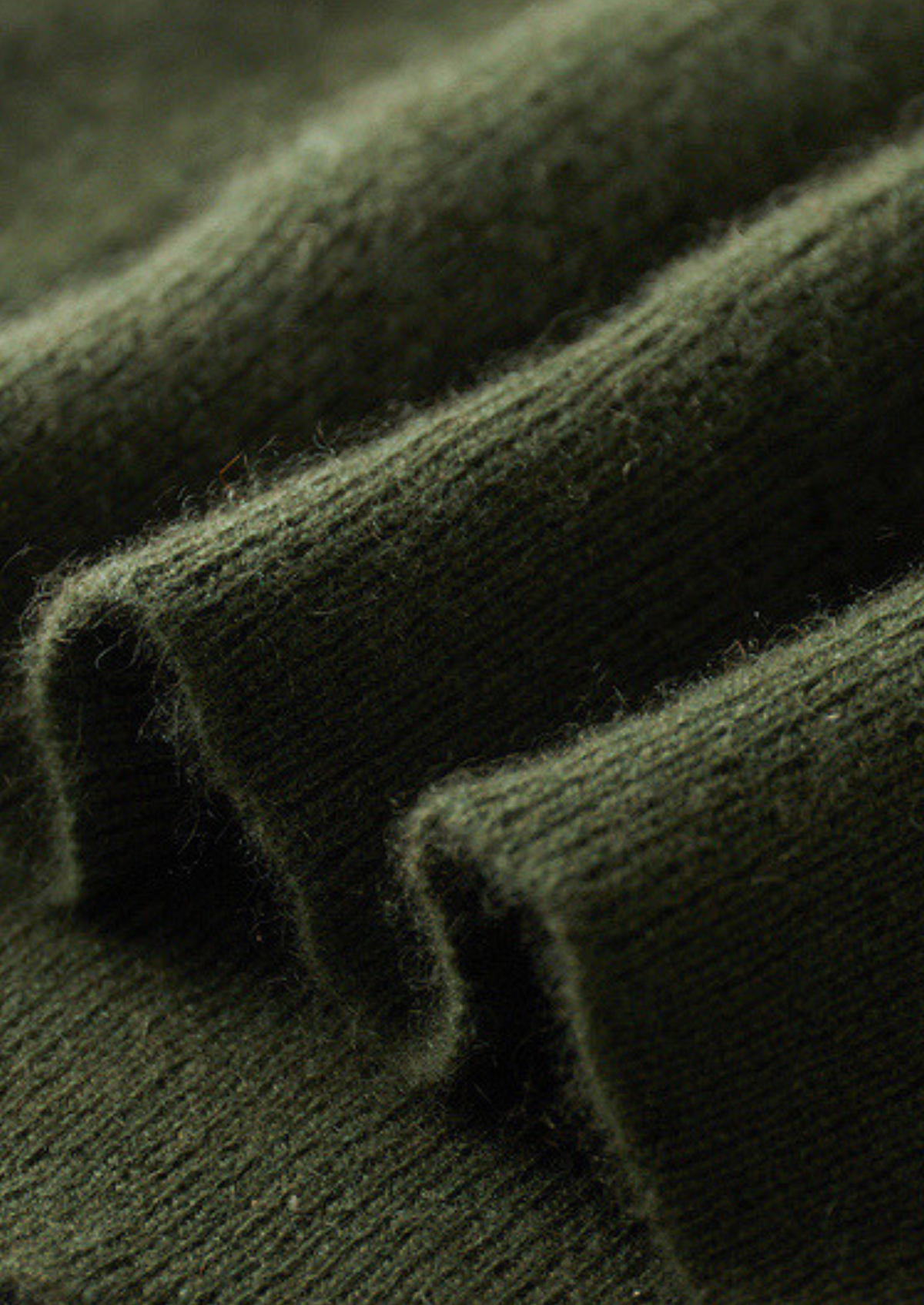 Pure Cashmere Olive Ribbed Half Zip | Portovelli