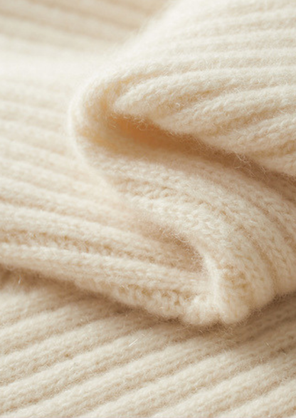 Pure Cashmere Ivory Patterned Mockneck | Portovelli