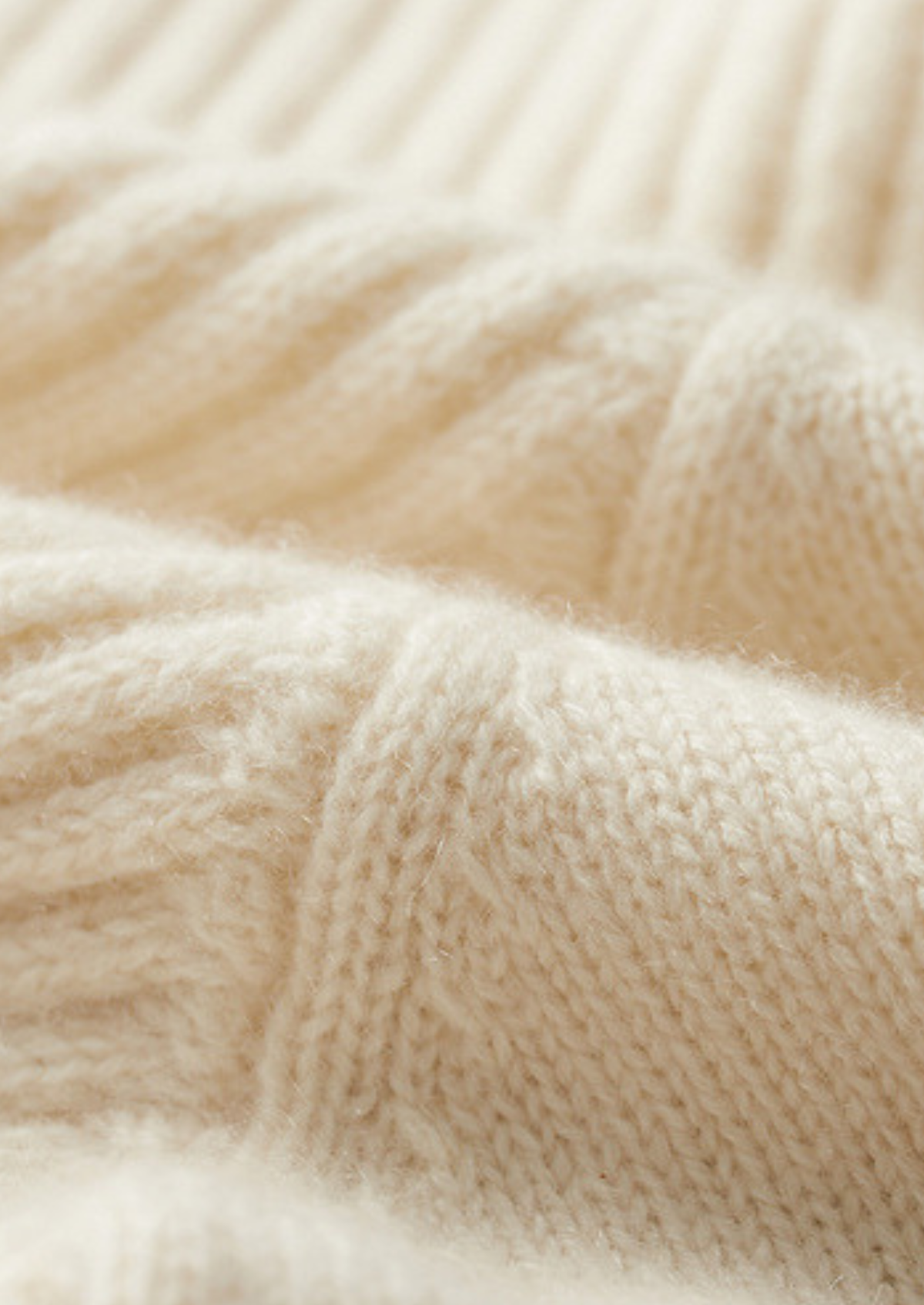 Pure Cashmere Ivory Patterned Mockneck | Portovelli